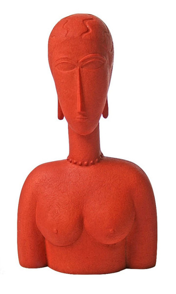 Decorative Modigliani Abstract Female Bust Red Sculpture Woman Art